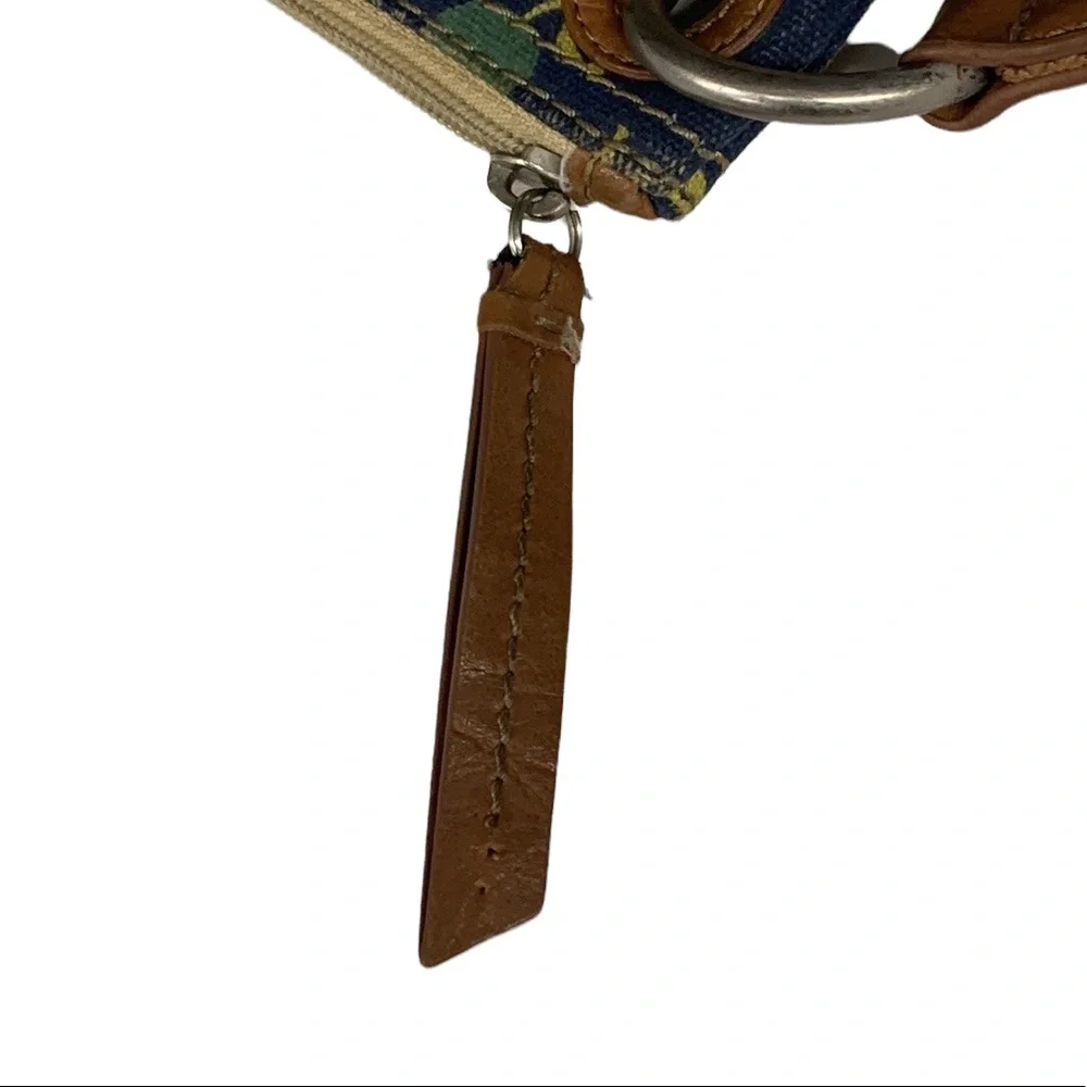 Fossil Key-Per Cross Body Bag Purse Hand Bag Floral Flowers Cream Blue Green